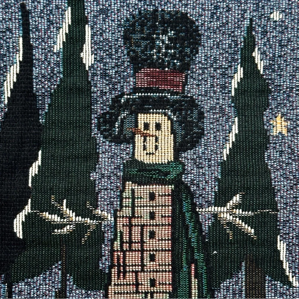 Christmas Hanging Tapestry Snowman Winter Landscape 24x15